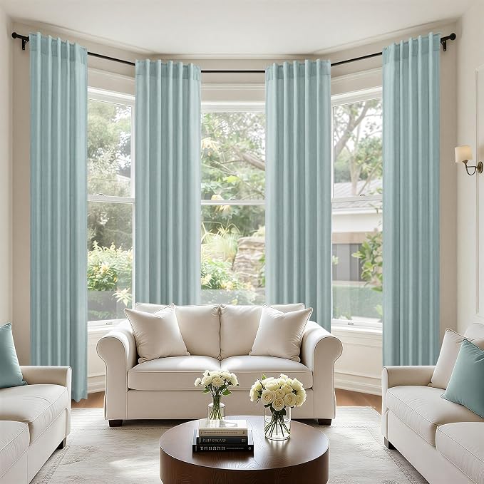 Seafoam Curtains 38 Inch Wide for Small Window 2 Panels Back Tab Rod Pocket - Image 7