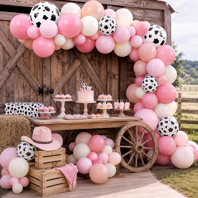 Pink Cow Print Balloons, Cow Balloons 50pcs 12 Inch Pastel Pink Macaron Pink - Image 6