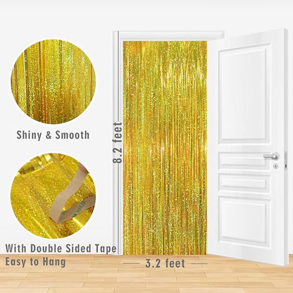 GOER 3.2 ft x 8.2 ft Metallic Tinsel Foil Fringe Curtains Party Photo Backdrop - Image 6