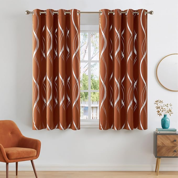 NICETOWN Burnt Orange Fall Blackout Curtain Panels by NICETOWN