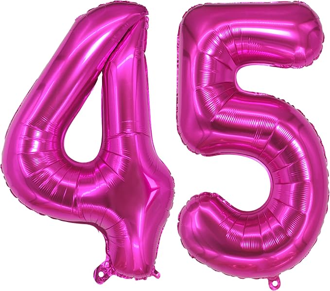 Jonhamwelbor 45 Balloons Number Big Giant Jumbo Large Hot Pink 45 Mylar Foil 40 by Jonhamwelbor