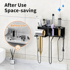 Hair Dryer Holder, Hair Tool Organizer, Blow Dryer Hanger Wall Mount for Dryer Hook, Bathroom Space-Saving Blow Dryer Organizer, Curling Irons Storage Wall Mounted