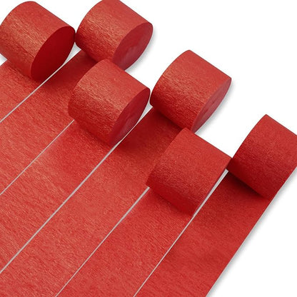 PartyWoo Red Pearl Red Crepe Paper Streamers 6 Rolls 492 FT Streamers | by PartyWoo