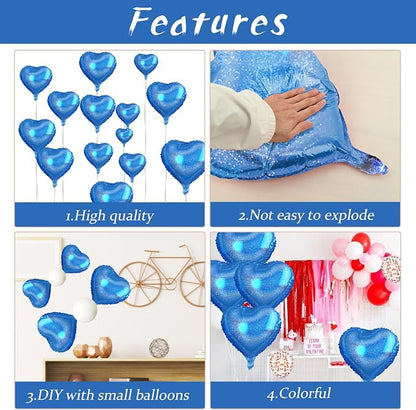 Biapian Dark Blue Heart Balloons, 18inch Love Foil Balloons Helium - Image 8