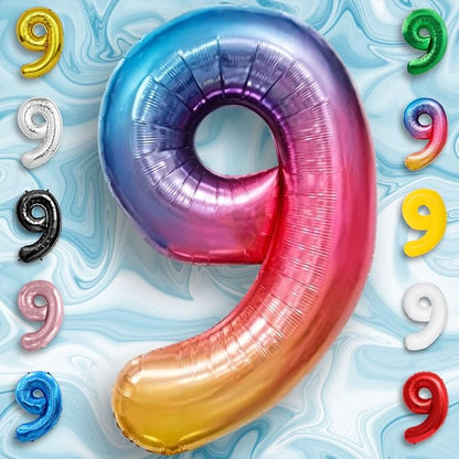 Rainbow Number Balloons 9 Mylar Foil 40 Inch - Image 6