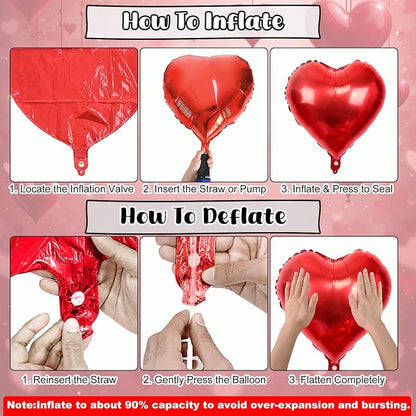 XOXO Balloons, 18 Inch Red Heart Foil Balloons, 16Inch Black Valentine Letters - Image 3
