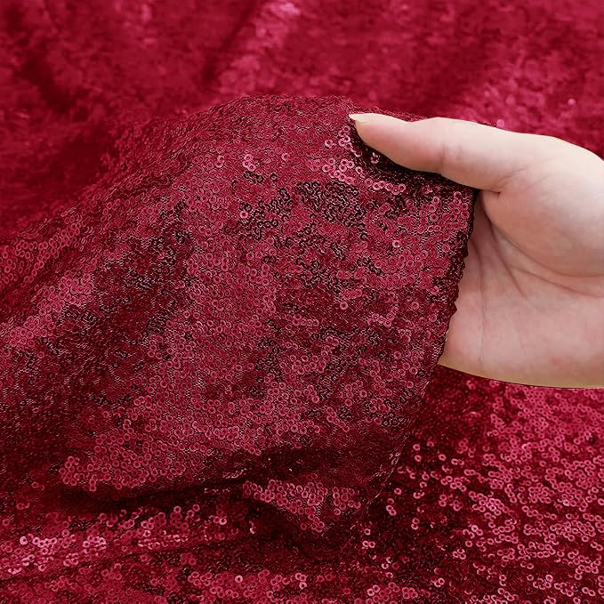 Sugargirl Burgundy Sequin Backdrop Curtain 6 Panels 2FTx8FT Glitter Burgundy - Image 5