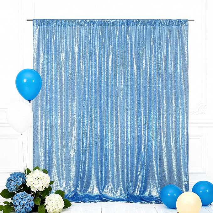Eternal Beauty Baby Blue 3mm Sequin Backdrop 8x8 Ft by EternalBeauty