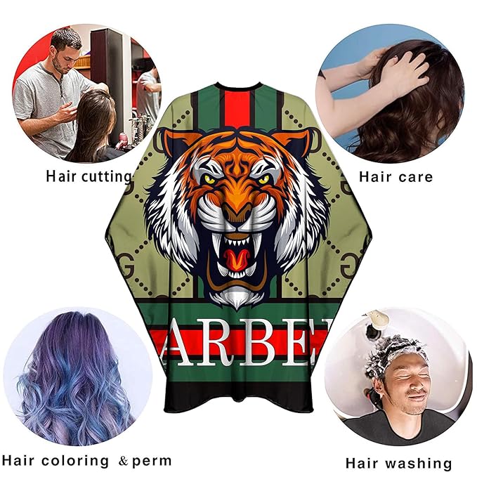 Barber Capes Hair Cutting Capes Salon Stylist Capes with Snaps Waterproof Professional Large Barber Hairdresser Gown Cape- 63”× 56”(TIGER)
