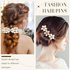 Geyoga 6 Pieces Vintage Hair Barrettes for Women Retro Flower French Pearl Crystal Rhinestones Clips Hair Pins for Women Styling Accessories(Flower Style)