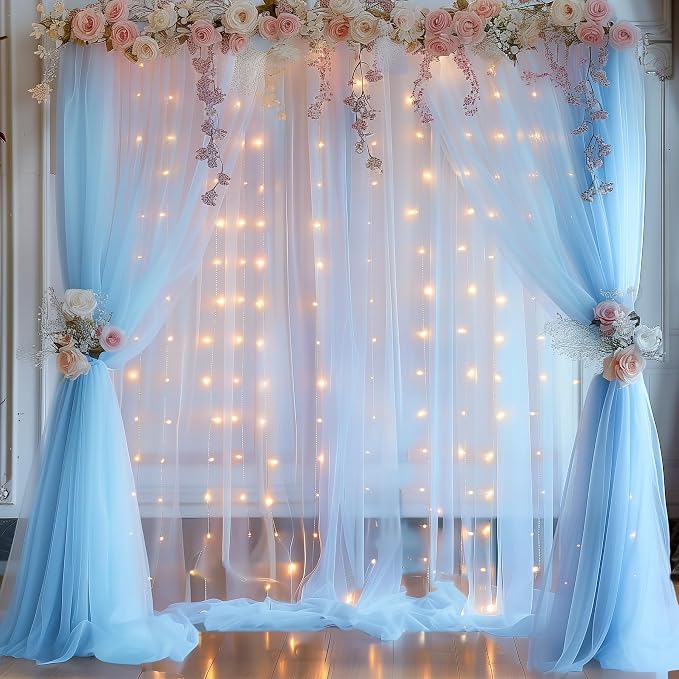 10x10ft Baby Blue Tulle Backdrop Curtain - Image 8