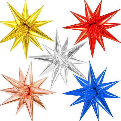 60 Pcs Star Balloons Explosion 12 Point Foil Cone Balloons Magic Balloon Large by TOTAFAM