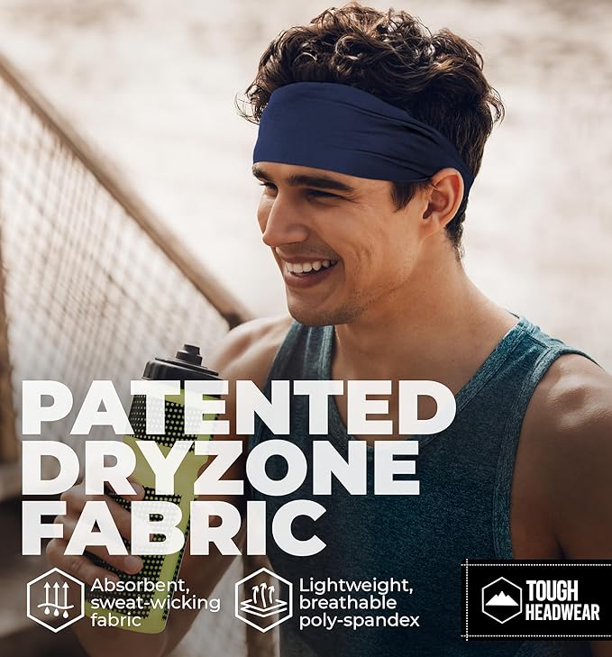 Tough Headwear Tough Outfitters Headband for Men - Mens Headbands - Working Out Sports Performance Head Bands - Athletic Cycling Running Sweat Band, Football Headbands - Sweat Bands Men/Women