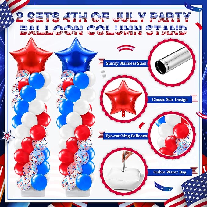 Kasyat 2 Sets 4th of July Balloon Column Stand Kit - Image 3