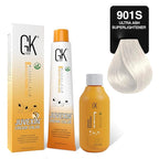 GK HAIR Global Keratin SuperLighteners 901S Ultra Ash Hair Color Cream Tube (3.4 Fl Oz/100ml) + 20 Volume Developer (5 Fl Oz/150ml) - Professional Permanent Long Lasting Toner Dye