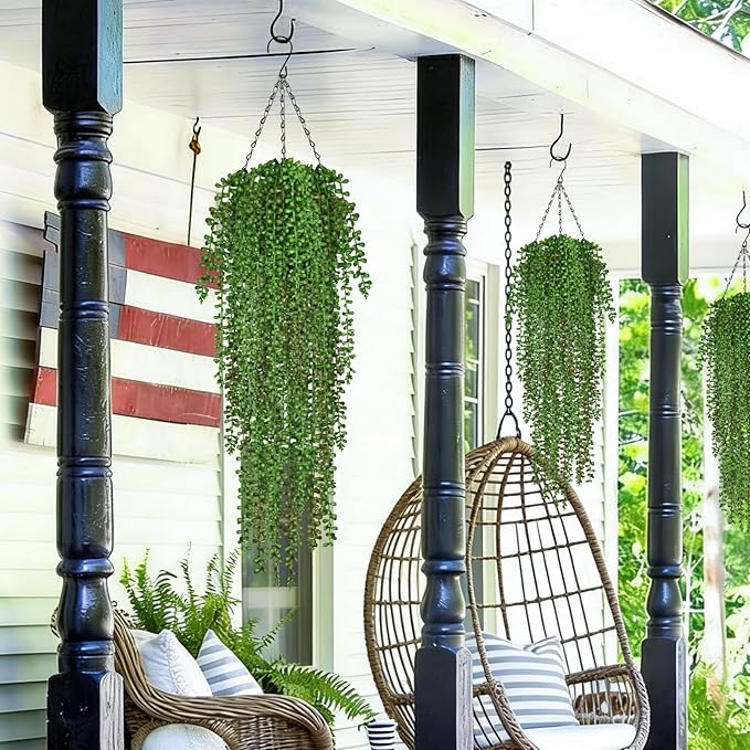 4Pcs Artificial Hanging Plants for Outdoors, Fake Vines Greenery | UV Resistant - Image 8