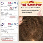 Rich Choices Human Hair Toppers for Women-100% Real Remy Hair Topper No Bang-Upgraded 150% Density 9 * 12CM Lace Base-Clip in Hairs Topper for Thinning Hairs-14Inch #4 Medium Brown