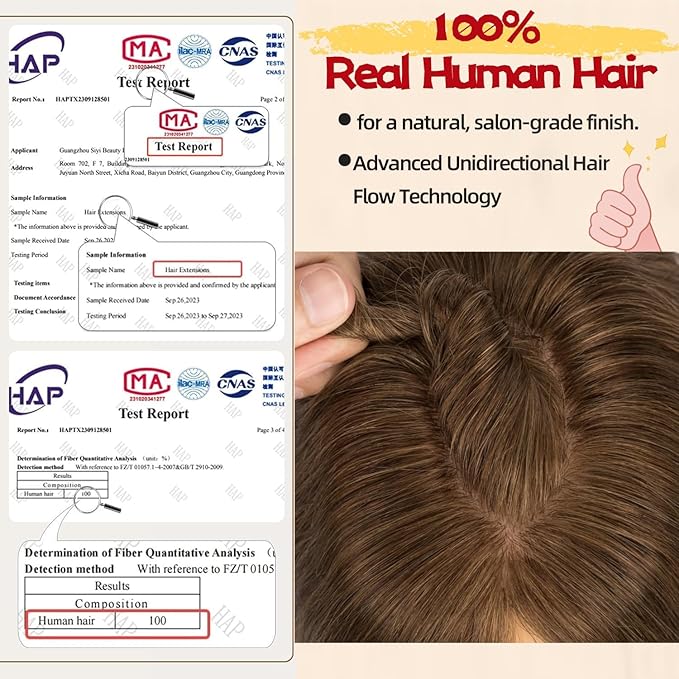 Rich Choices Human Hair Toppers for Women-100% Real Remy Hair Topper No Bang-Upgraded 150% Density 9 * 12CM Lace Base-Clip in Hairs Topper for Thinning Hairs-12Inch #4 Medium Brown