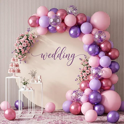RUBFAC Pink Purple Balloon Garland Arch Kit Different Sizes 129pcs | Latex - Image 6