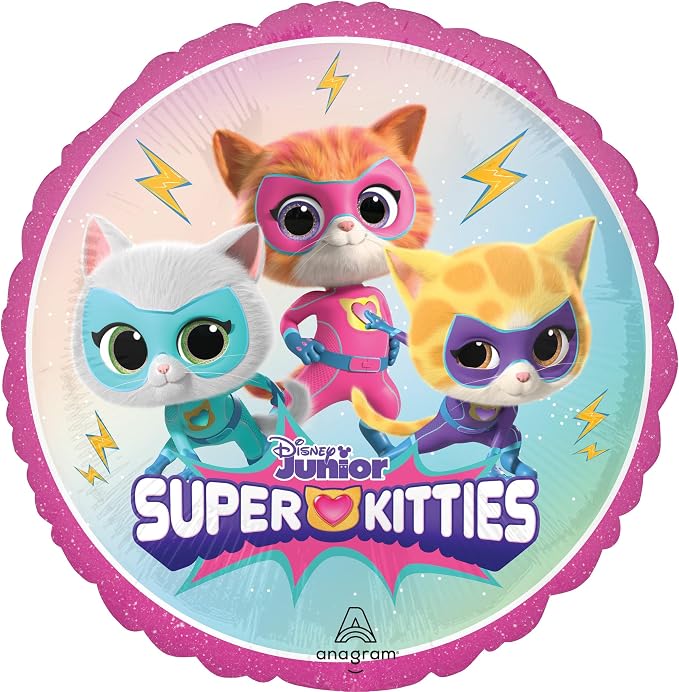 SuperKitties 4th Birthday Party Supplies 7pc Balloons Bouquet Decorations - Image 3