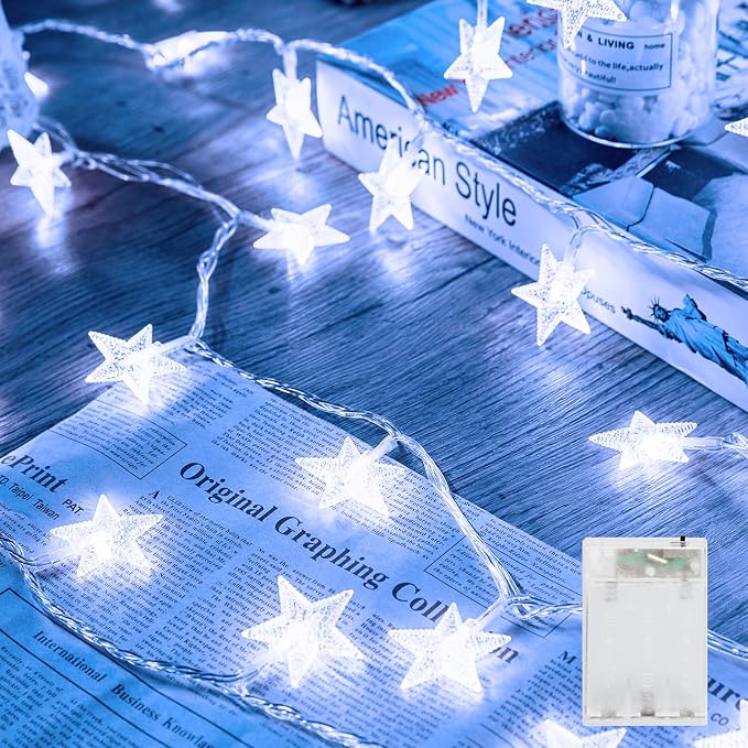 Minetom Star String Lights Battery Operated - 17 ft 50 LED Star Fairy String by Minetom