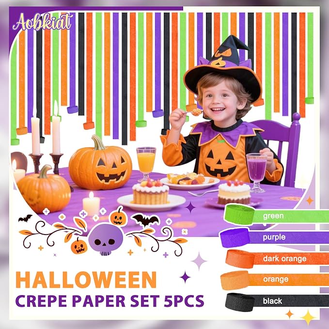AOBKIAT Halloween Streamers Party Decorations, in Orange Purple Black Green | 5 - Image 7
