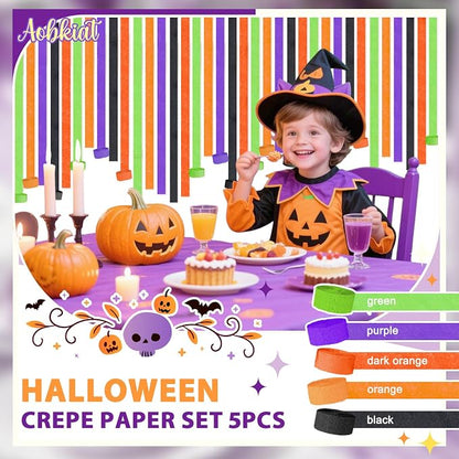 AOBKIAT Halloween Streamers Party Decorations, in Orange Purple Black Green | 5 - Image 7