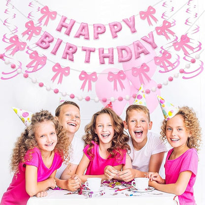 Pre-Strung Pink Birthday Decorations 3D Pink Birthday Banner - Image 5