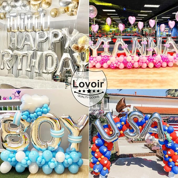 Lovoir 40 Inch Large Silver Letter Q Balloons Big Size Jumbo Mylar Foil Helium - Image 4