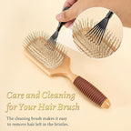 BFWood Paddle Hair Brush with Steel Bristles, Metal hair brush, Help Hair Growth and Massaging Scalp, Anti-frizz Metal Detangling Brush Styling Hairbrush