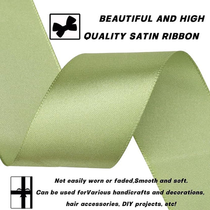 1-1/2 Inch 30 Yards Olive Green Solid Satin Ribbon - Image 3