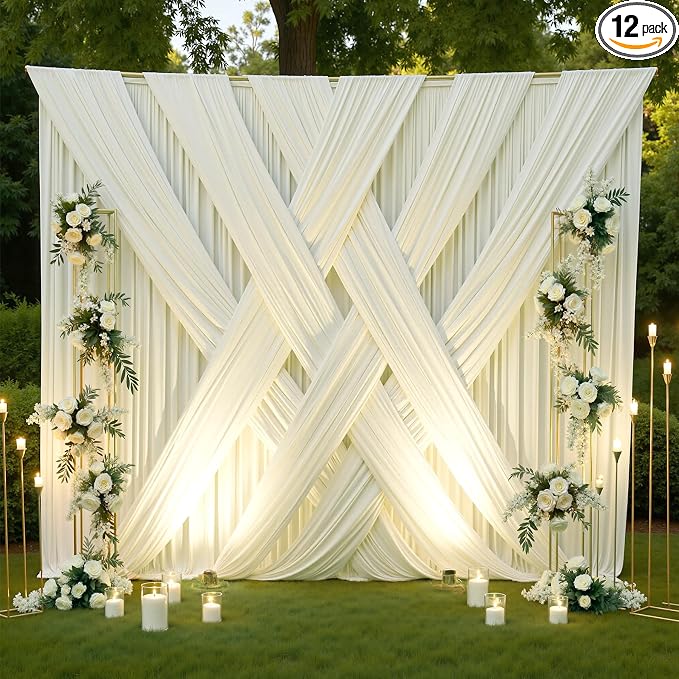 60ft×12ft Ivory Backdrop Curtain by PartyVillage