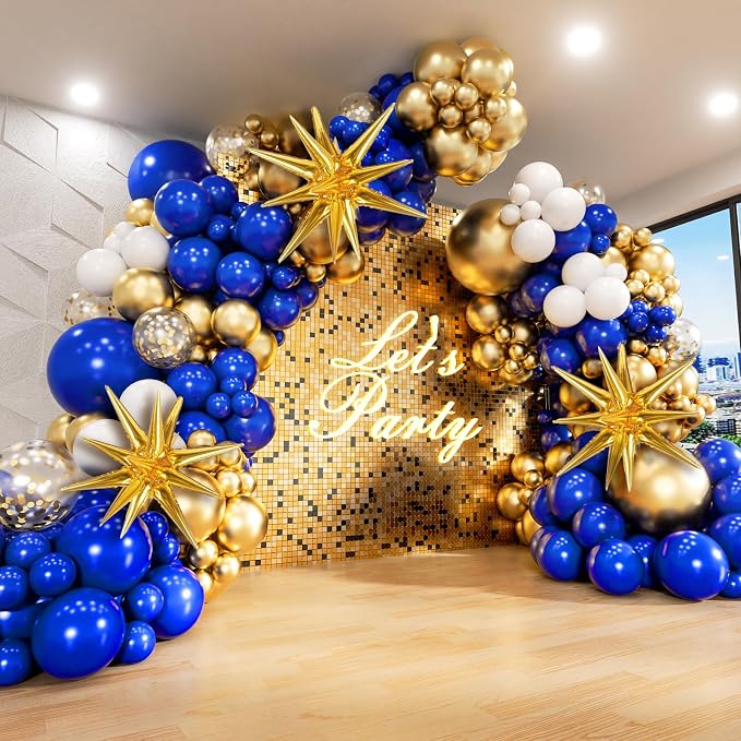 Royal Blue and Gold Balloons Arch Kit by FOTIOMRG