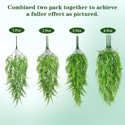 8Pcs Fake Ferns Fake Hanging Plants Artificial Ferns Vine Greenery | UV - Image 7