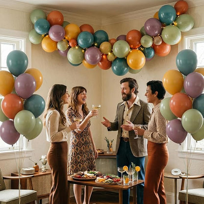 Boho Rainbow Balloons, 12inch Assorted Colors Balloon Slate Dusty Blue Mustard - Image 5