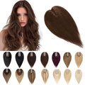 SEGO Human Hair Toppers for Women With Thinning Hair, 7 * 13CM Silk Base 100% Real Human Hair Clip in Top Wiglet Hairpieces -18 Inch No Bangs Medium Brown