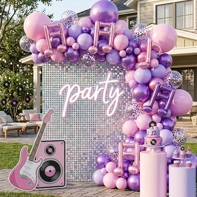 Pink and Purple Balloons, Music Note Balloon Foil, 12 Inch Metallic Pastel - Image 6