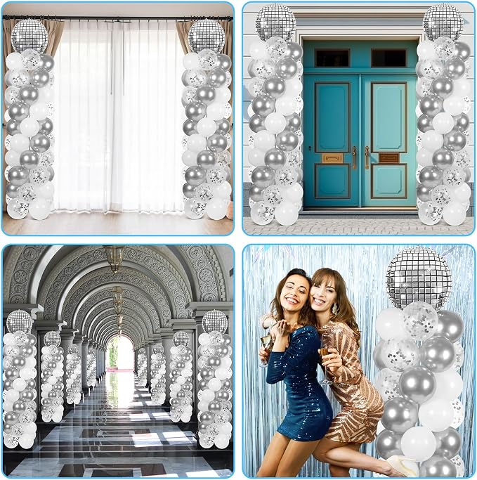 2 Sets Disco Ball Party Balloon Column Stand Kit - Image 6