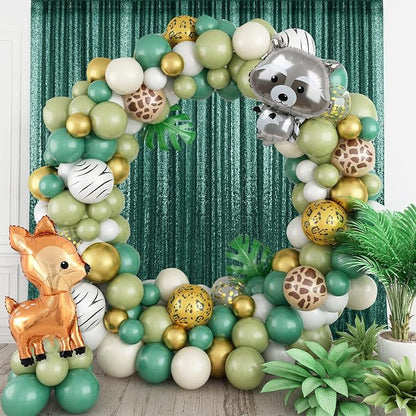 2×8FT-2PCS Hunter Green Sequin Backdrop Curtains Panels, Christmas Green - Image 4