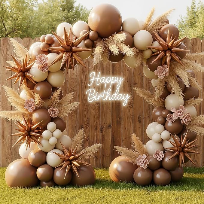 9Pcs Brown Star Balloons, Large Explosion Star Foil Balloons, Neutral Tan Mylar - Image 5