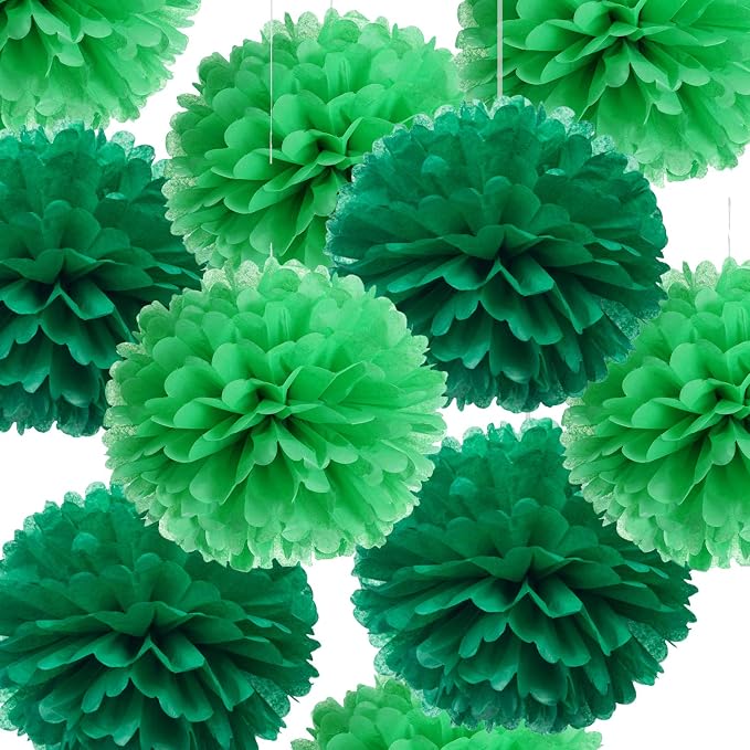 14" Green Tissue Pom Poms Kit DIY Decorative Paper Flowers Ball by Adeer