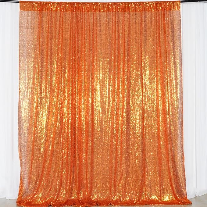 Poise3EHome 6FT x 8FT Orange Sequin Photography Backdrop Curtain - Image 5