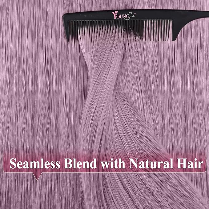 YoungSee Blue Tape in Hair Extensions Real Human Hair 24In Tape on Hair Extensions 10pcs Invisible Tapes in Hair Extension Human Hair Blue Tape ins Extension for Cosplay 25g