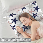 Sea Starfish Modern Satin Pillow Case Queen Size,Soft Pillowcases for Hair and Skin Similar to Silk,Pillowcases with Hidden Zipper Bedding Accessories,20X30 Inches,1 Pack
