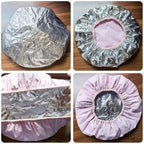2 Pack Shower Caps for Women - Deep Conditioning Hot Oil Steam Cap for Shower, Spa, Travel & Cooking Reusable Waterproof Double Layer Hair Treatment Caps(Pink Set)