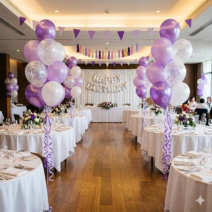 TONIFUL Purple, Light Purple and Silver Curling Ribbon Balloon String | 300 - Image 5