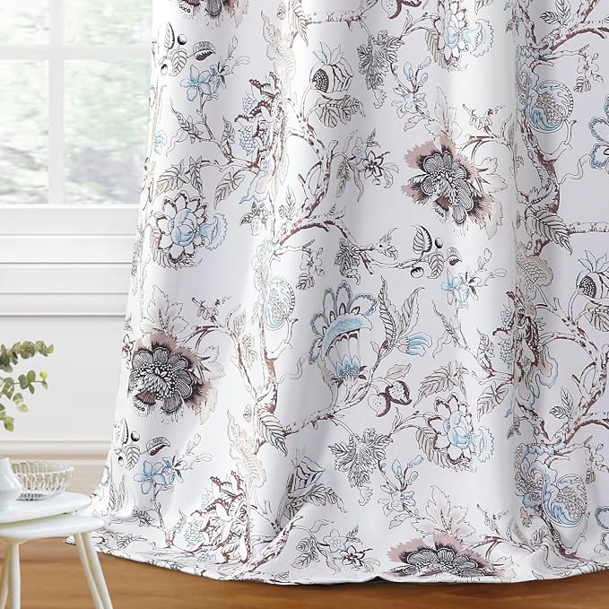 H.VERSAILTEX Blackout Curtains 63 Inch Length 2 Panels Set Floral Print Curtain by HVERSAILTEX