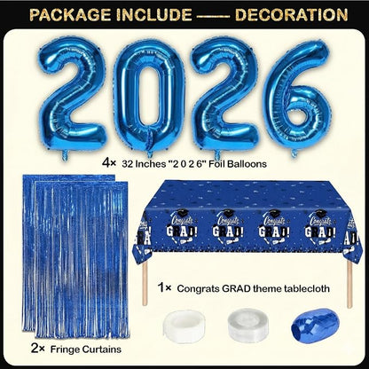 Black and Blue Graduation Decorations Class of 2026 - Image 4