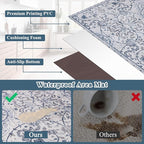 Area Floor Mat for Under Dining Table, 4'x6' Waterproof Vintage Print PVC Floor Rug for Bedroom Kitchen, Stain Resistant Non-Slip Rug for Living Room, Easy Clean Desk Chair Mat for Home Office Decor