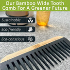 OBW Bamboo Wide Tooth Comb – Detangler for Curly, Thick & Natural Hair – Dimensions: 5.8x2.1 in, 1.1 oz - Lightweight & Durable Bakelite-Infused Comb for Men & Women – Anti-Frizz Hair Tool by ORW